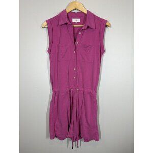 Lou & Grey Pink Romper Size XS Button Front Drawstring Super Soft Sleeveless
